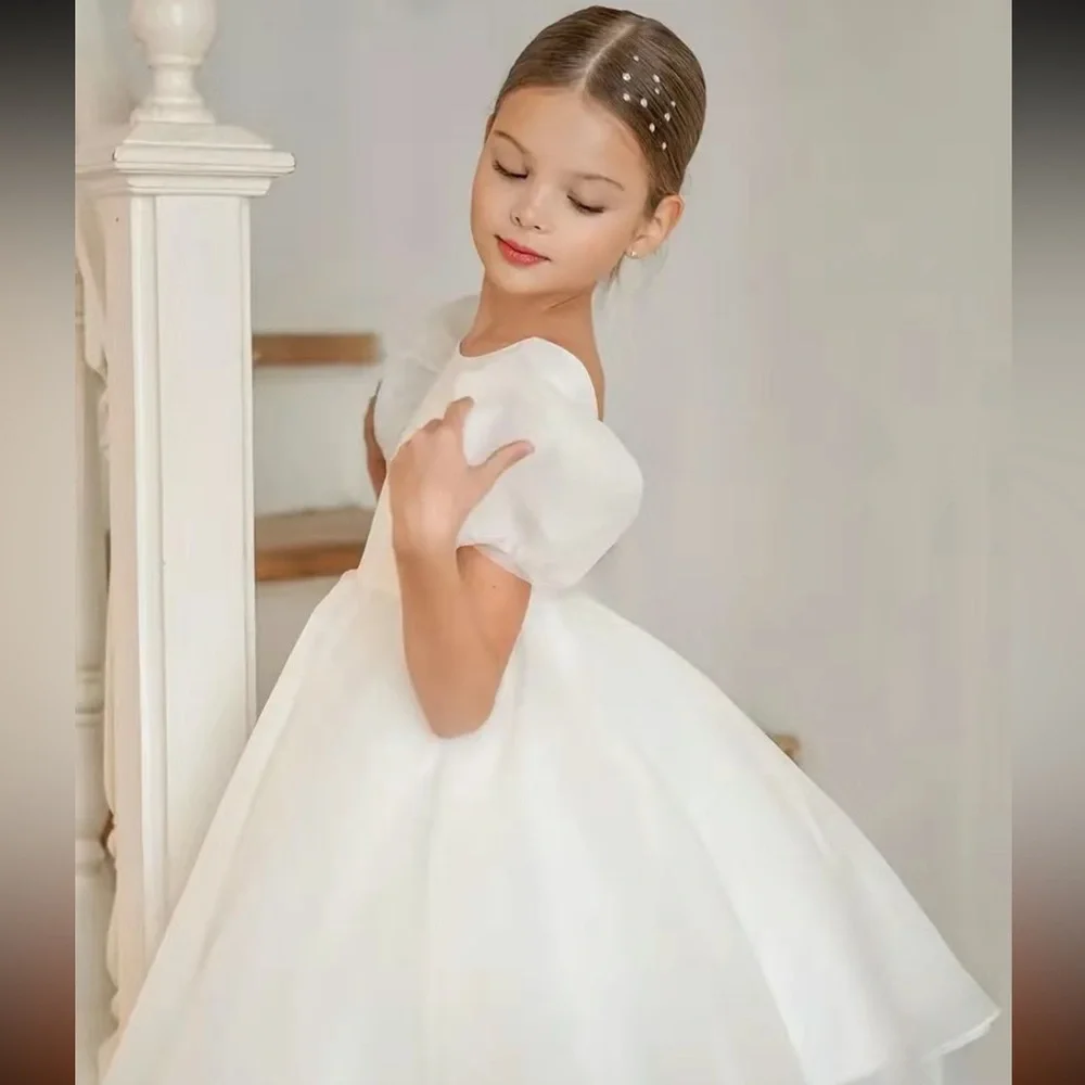 NWT Girl’s Elegant Princess Puff Sleeves Party Dress in Ivory Size 9-10Y